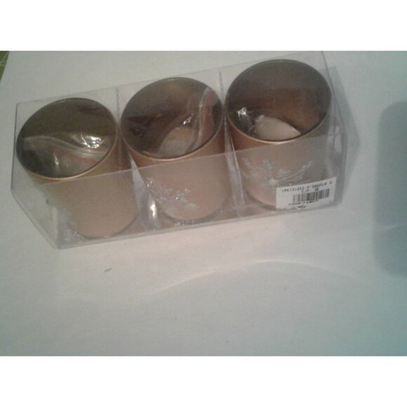 Candles Brown Glitter Snowflake Tea Light  2 1/2 " Tall 2" Top Gift Box Set of 3 - Picture 12 of 14